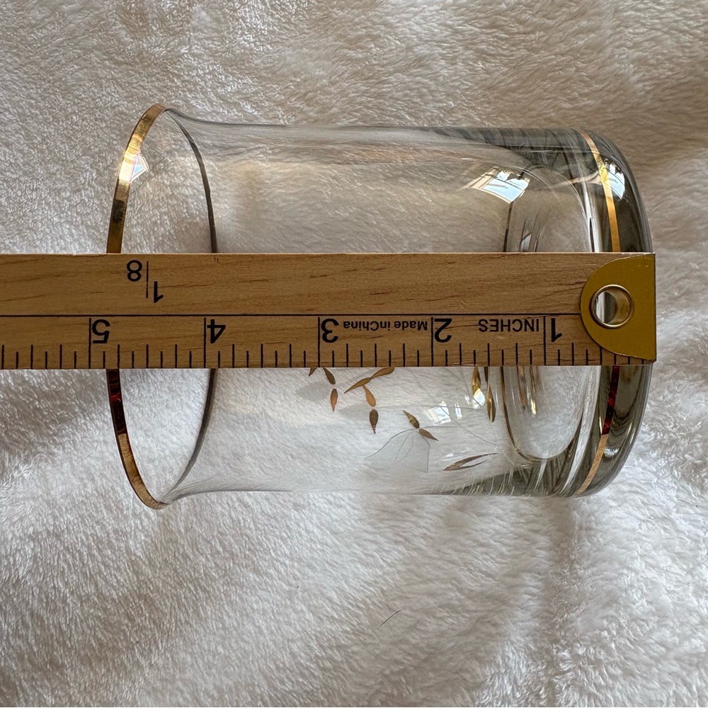 Crystal Romanian Gold Embossed Canister Etched Tulip Candy jar With Lid Floral - Picture 9 of 15